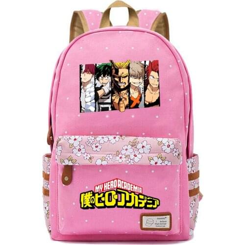 Fashion Cartoon Anime My Hero Academia Deku Flowers Dot Boy Girl School bag Women Bagpack Teenagers Canvas Lady Femme Backpack