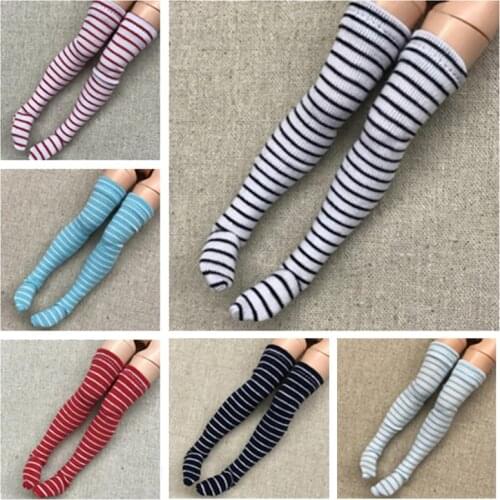 Fashion Pin Stripe Stocking for Barbi, Blyth, Pullip 1/6 Doll Sock Clothes Accessories Girls Toy