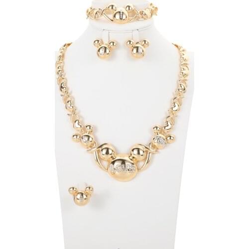 NEW Dubai Mouse Jewelry Sets Gold Necklace Set For Women African France Wedding Party Jewelery Ethiopia Bridal Gifts