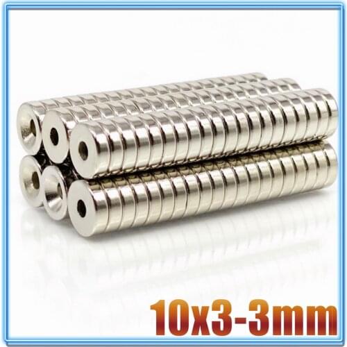 10/20/50/100/500Pcs 10x3 Hole 3 N35 Super Strong Permanet Round Neodymium Countersunk Ring Magnet Rare Earth Magnets 10*3 Hole3