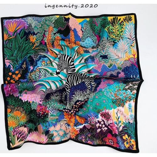 New Arrival 2021 Brand 100% Real Silk Satin Women Scarf Printed Foulard Femme Square Head Scarfs Bandana Shawl Gift For Lady