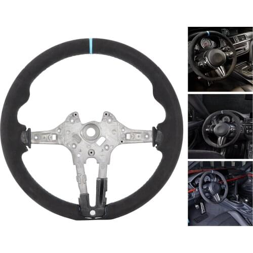 Upgrade for M Performance Full Suede Steering Wheel Blue Stripe Fit for F20 F22 F30 F32 M2 M3 New