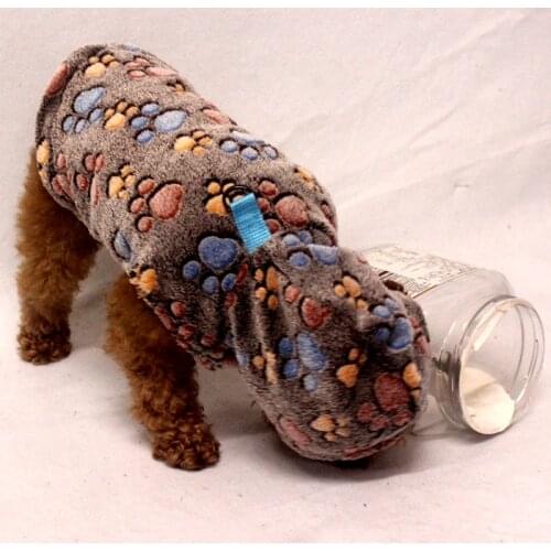 TOMEPETS pet clothing soft dog pajama for winter/autumn clothes with pawprint pattern with hoodie and pulling buckle outsidewear