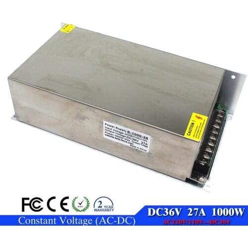 Single output switching power supply 36V 27A 110VAC input LED power supply 1000W 220v to dc36V transformer for Stepper CNC CCTV