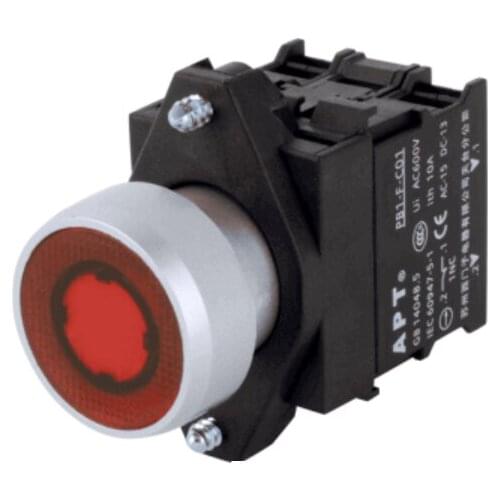 PB1L-11D/r23 101153286 PB1L metallized flat head with lamp combination button 22mm 1NO+1NC