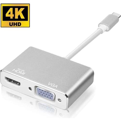 USB Type C to HDMI VGA Adapter Male to Female Type-C Converter Audio Video Cable for Macbook USB-C phone Tablet