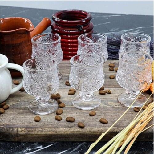 Perotti Ursula Crystal Cut Set of 6 Coffee Side Water Glasses Coffee Side Glasses Mini Water Glass Product 9 x4,5cm 50 ml