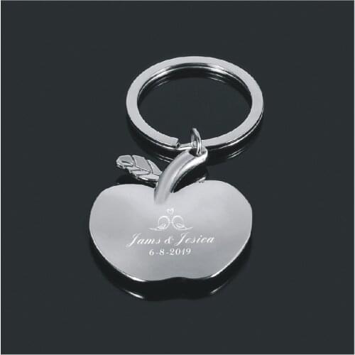 Personalized big event party favors Apple keychain,bag keys,stainless steel car keychain 30pcs custom with your contacts name