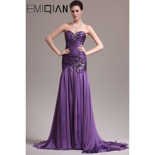 Sexy Backless Appliques Purple Mermaid Long Prom Dresses,Real Photos Evening Party Dress Vestido de Festa Longo