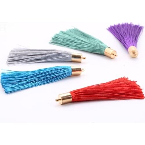 20pcs/lot 23 Colors 6cm Long Cotton Silk Tassel Cords for Earrings with Metal Caps Charm Pendants Tassel Jewelry Making Findings