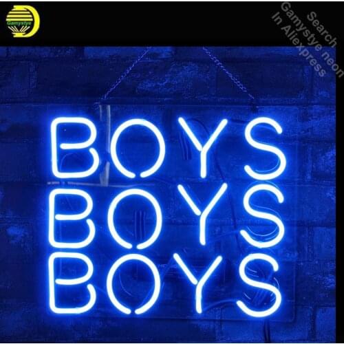 Blue Boys Neon Sign Neon Bulbs Sign Neon Lights Real Glass Tube Beer Bar Lamp Arcade Signs Neon Light Lamp Room Decoration Wall