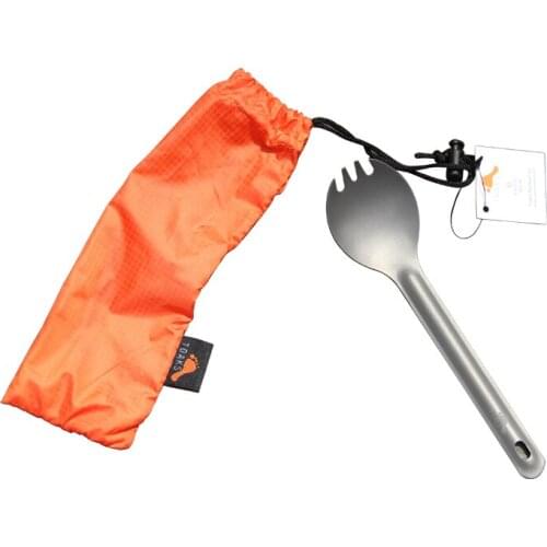 Toaks Titanium Dinner Spoon Fork Titanium Spork Lightweight 12.5g for Kitchen Dinner Use Multi-function with Hook SLV-04