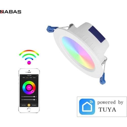 NABAS Tuya Smart WiFi Downlight Plus RGB + CCT Smart Downlight 2700-6500K 10W/12W Light，Working With Alexa Google Home