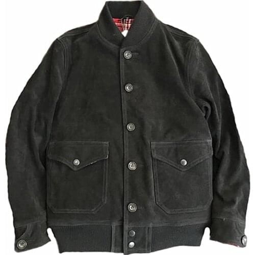 Vintage Mens Suit Blazer Suede Coats Retro Male Cowhide Suede Jackets Flight Mans Coats Winter Plus Size 5XL Overcoats Male 2022