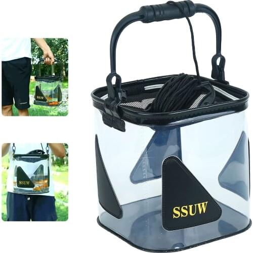 Fishing Tackle Boxes Folding Bucket Live Fish Protection Bag EVA Material Transparent Wear-Resistant Multifunction Fishing Box