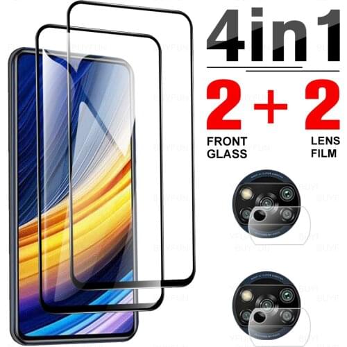 4in1 full cover tempered glass for xiaomi poco x3 pro screen protector for xiamoi pocox3 x3pro nfc x3gt m3 pro 5g f3 camera film