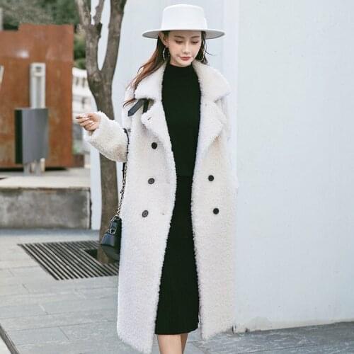 Women Coat Winter Real Fur Coat Female Sheep Shearling Jacket Women 100% Wool Coats Korean Outwear Manteau Femme 968868 s