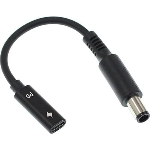 1PCS 7.4x5.0mm with Pin Jack To USB Type C PD Power Adapter Converter DC Plug Connector Cable Cord for HP/DELL Laptop Charger