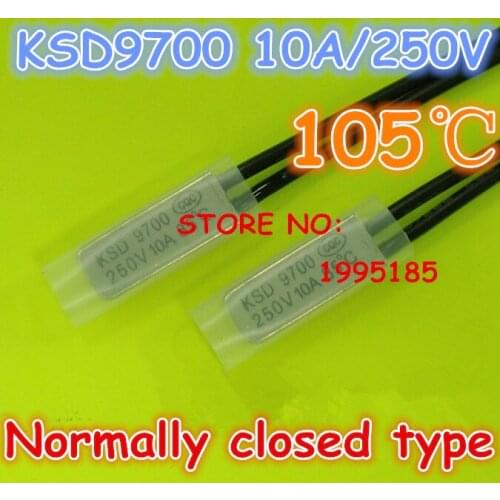 10pcs/lot KSD9700 10A250V 105 Degree Celsius (N.C.)Normally closed type Temperature Switch Thermostat Thermal Protector
