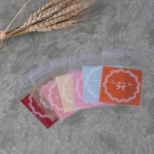 100 Pcs Colorful Cute Bow-knot Self adhesive OPP Plastic Candy Cookie Baking Bag, Especially for you Small Gift Packaging Bag