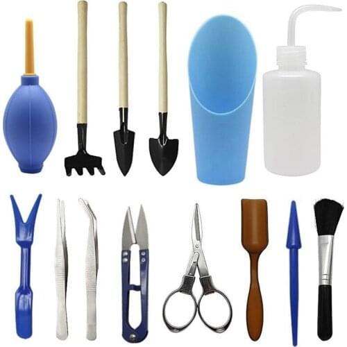 14Pcs Garden Hand Tools Transplanting Outdoor Bonsai Tools Planting Flower Succulent Miniature Gardening Tool for Indoor
