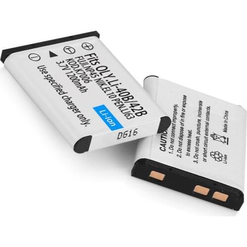 2pcs EN-EL 10 3.7V 1.2Ah Li-40B Li 40B Li-42B 42B Li40B Rechargeable Camera Battery for Olympus Li-42B Pentax D-Li63