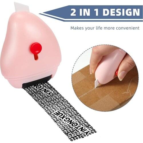 2in1 Stamp Safety Tools Identity Privacy Protection With Cut Tool Self Inking Data Protect Information Graffiti Box Scroll Wheel