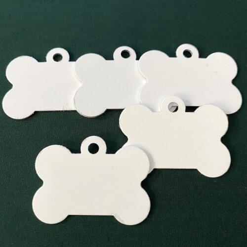 30Pcs/Lot 50*34MM Pet Tags White Sublimation Blank Polymer Craft Bone Shaped Dog Tag Sublimation Dye Heat Thermal Transfer