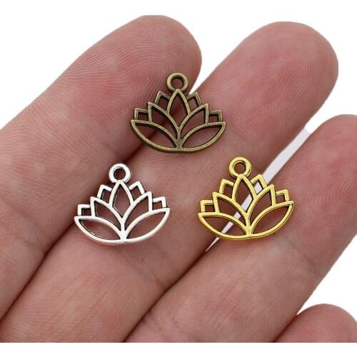 30PCS Antique Gold Color Lotus Flower Designer Charms Pendants for Jewelry Making Bracelet Earrings DIY Accessories Handmade