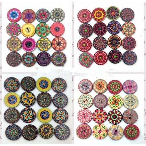 50 Pcs Wooden Button Beads Kids DIY Scrapbooking Drawing Craft Artwork Decoration Mixed Color