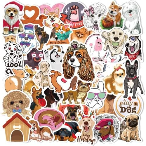 80 PCS Pets Dogs Stickers Pack Cute Cartoon Animals Dog Sticker Decal On Laptop Phone Scrapbook Bicycle Luggage Skateboard Toy