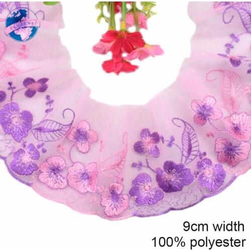 9cm polyester lace embroidery lace french lace ribbon fabric guipure diy trims sewing Accessories wedding decoration#4088