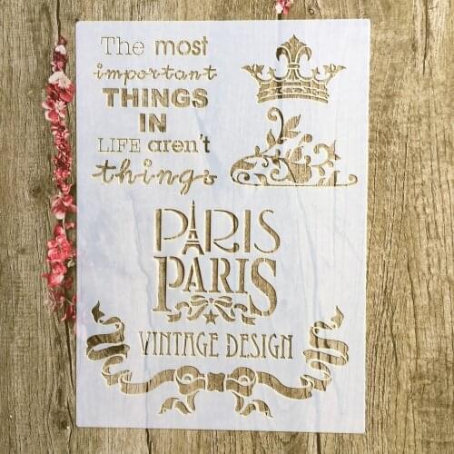 A4 29 * 21cm Paris Crown DIY Stencils Wall Painting Scrapbook Coloring Embossing Album Decorative Paper Card Template
