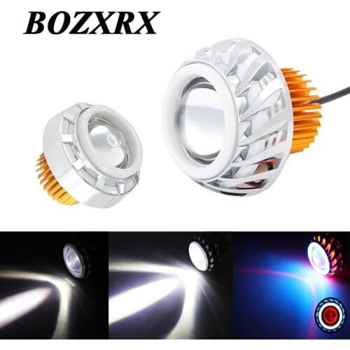 BOZXRX 1PC Angel Eyes Devil Motorcycle LED Light Chip Round Angel Eyes Motorcycle Headlights Headlamp Motorbike Projector