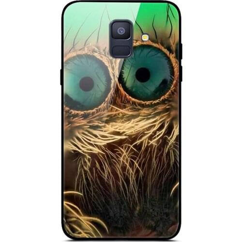 For Samsung Galaxy A6 Phone Case Tempered Glass Case Back Cover With Black Silicone Bumper Series 3