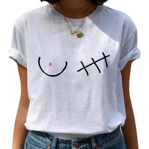 Womens T-shirt chest line breast print T-shirt Harajuku graphics T-shirt streetwear cool womens short sleeve