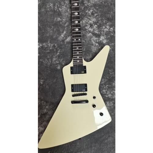 Lvybest electric guitar black parts, black cover pickup,hands inlay,black cover on body back, solid cream color guitar