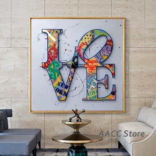 Graffiti Art the LOVE Canvas Painting Art Wall Posters and Prints Picture for Room Office One Piece Cuadros Home Decoration