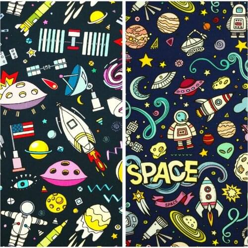 110cmx100cm Cotton Woven Fabric for textile, pathwork, cloth - Space Travel