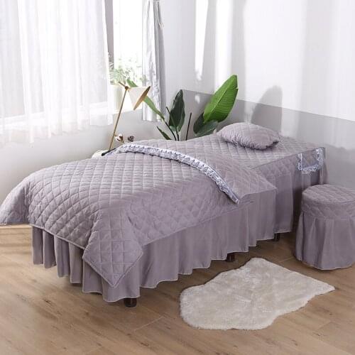 4pcs Beauty Salon Bedding Sets Massage Spa Use Bed Linens Sheets Bedspread Massage Spa Bed Skirt Pillowcase Duvet Cover Set