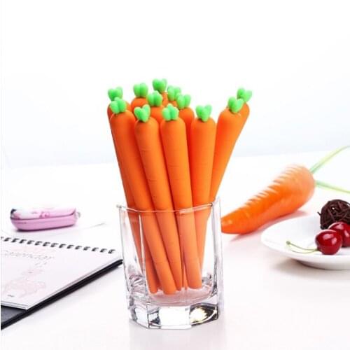 6 Pcs/lot Korean Cartoon Pen Creative Carrot Students 0.5mm Black Neutral Pen Office Signature Pen Stationery For Office