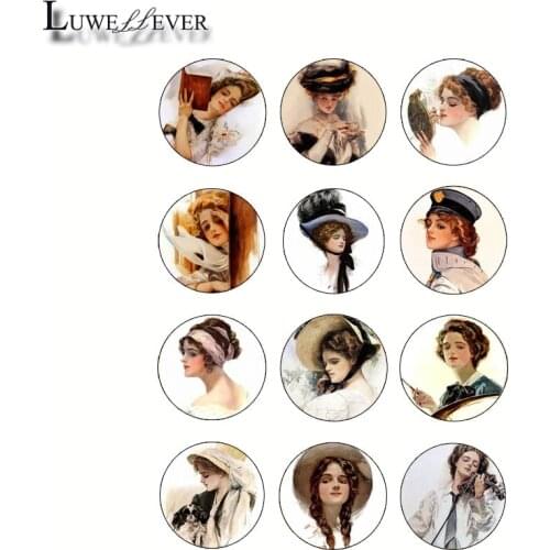 12mm 10mm 14mm 16mm 20mm 25mm 426 12pcs/lot Girl Mix Round Glass Cabochons Jewelry Findings 18mm Snap Button Charm Bracelet