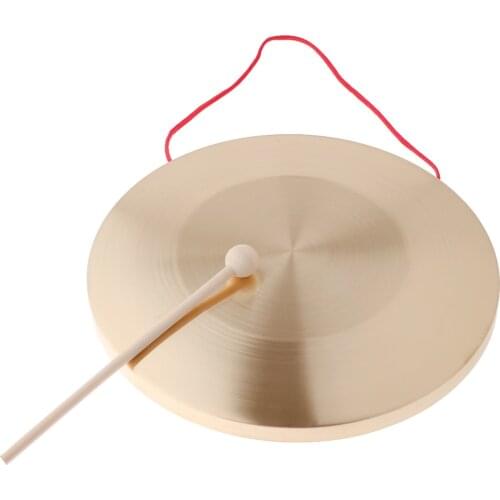 Metal Hand Gong Traditional Instrument Cymbal with Round Play Hammer Kids Educational Toys 30cm Diameter