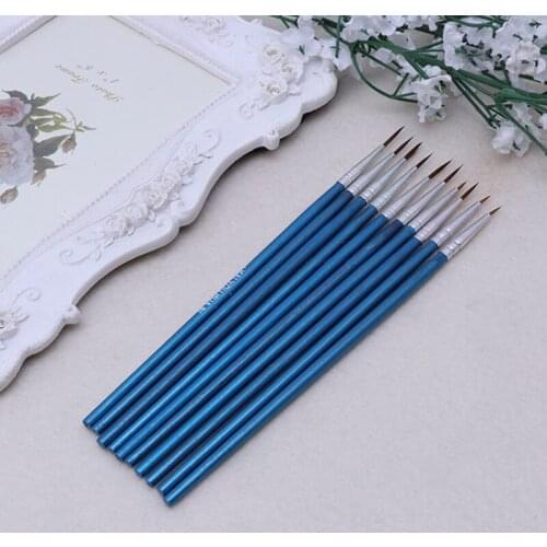 10Pcs Nylon Hair Artist Paint Brush Acrylic Watercolor Round Fine Hand Point Tip