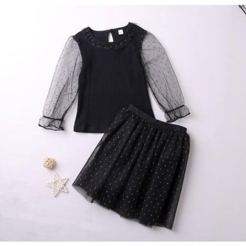 2021 Summer New Girls' Suit Solid Color Cotton Dot Gauze Jacket Dot Gauze Skirt Two-piece Suit