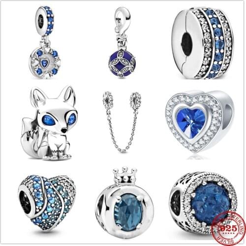 New Original silver 925 Sparkling Blue-Eyed Fox Charm fit Pandora charms silver 925 beads Bracelet for women diy fashion jewelry