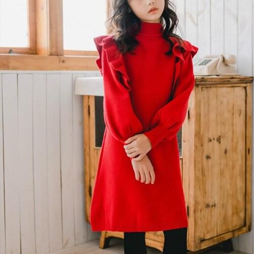 New Fashion Girls Sweater Dress 2020 Autumn and Winter Princess Dress for Baby Girls Thicken Warm Kids Dress for Girls, #8193