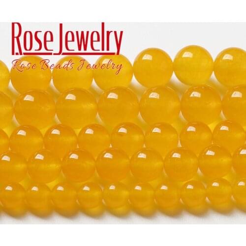 Wholesale Yellow Jades Chalcedony Beads Natural Stone Bedas for Jewelry Making Round Loose Beads DIY Necklace Bracelet 4mm-14mm