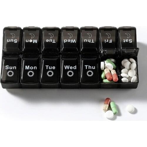 2 Row 14 Grids 7 days Weekly Pill Case Storage Organizer medicine tablet dispenser organizer pillbox