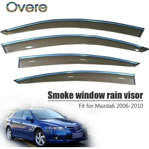 Overe 4Pcs/1Set Smoke Window Rain Visor For Mazda 6 2006 2007 2008 2009 2010 Styling ABS Awnings Shelters Guard Accessories